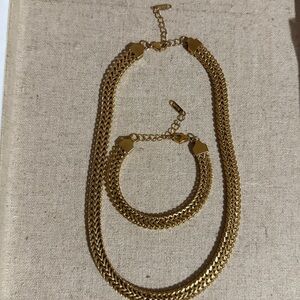 Elegant Gold Chunky Chain Necklace and Bracelet Set